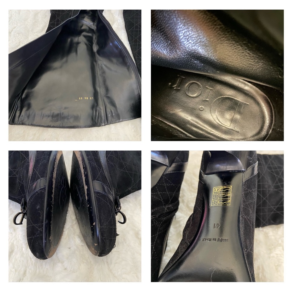 CHRISTIAN DIOR Cannage Quilted Suede Leather Knee-High Boots Stiletto He… - Picture 12 of 16
